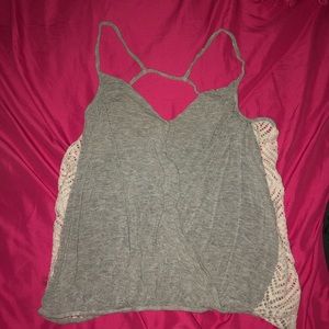 Gray and white tank top